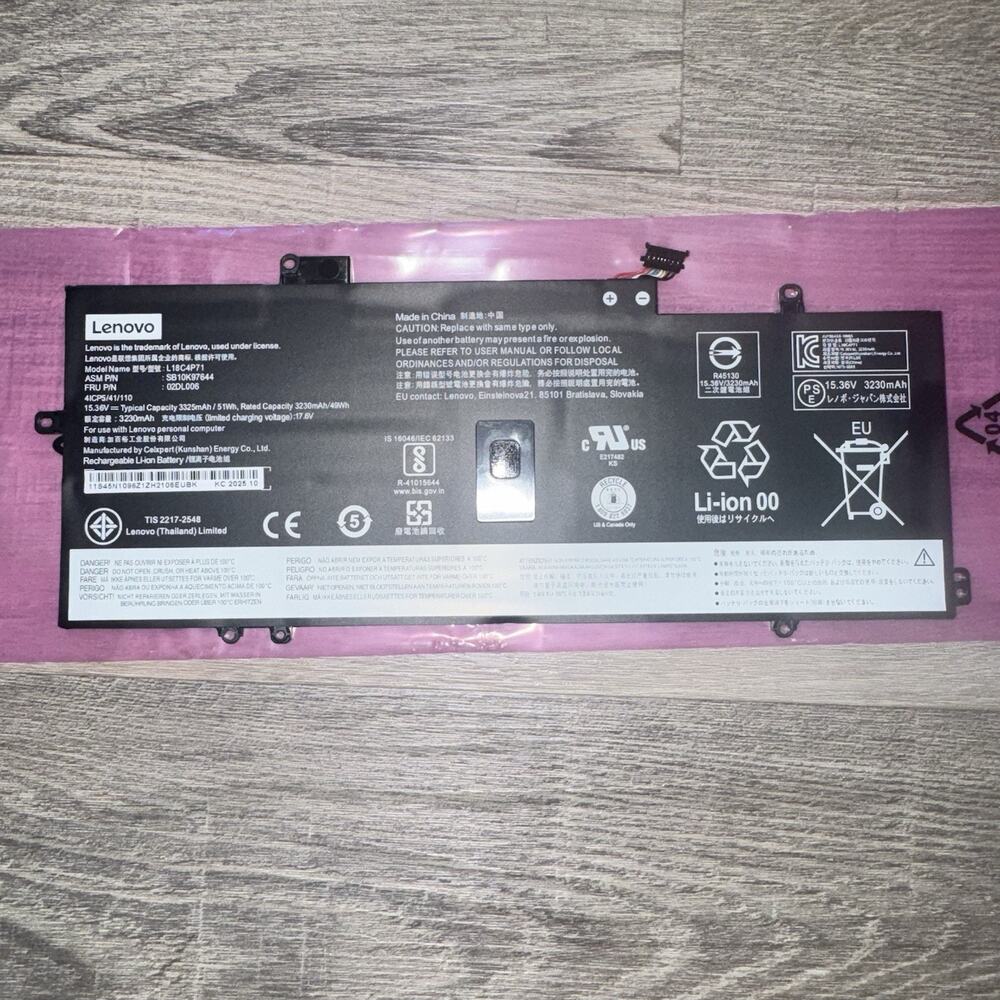 Lenovo L18C4P71 Laptop Battery 02DL006 SB10K97644 15.36V 49Wh ThinkPad X1